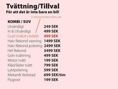 Biltvätt nya priser - Mia Bilvård Luleå